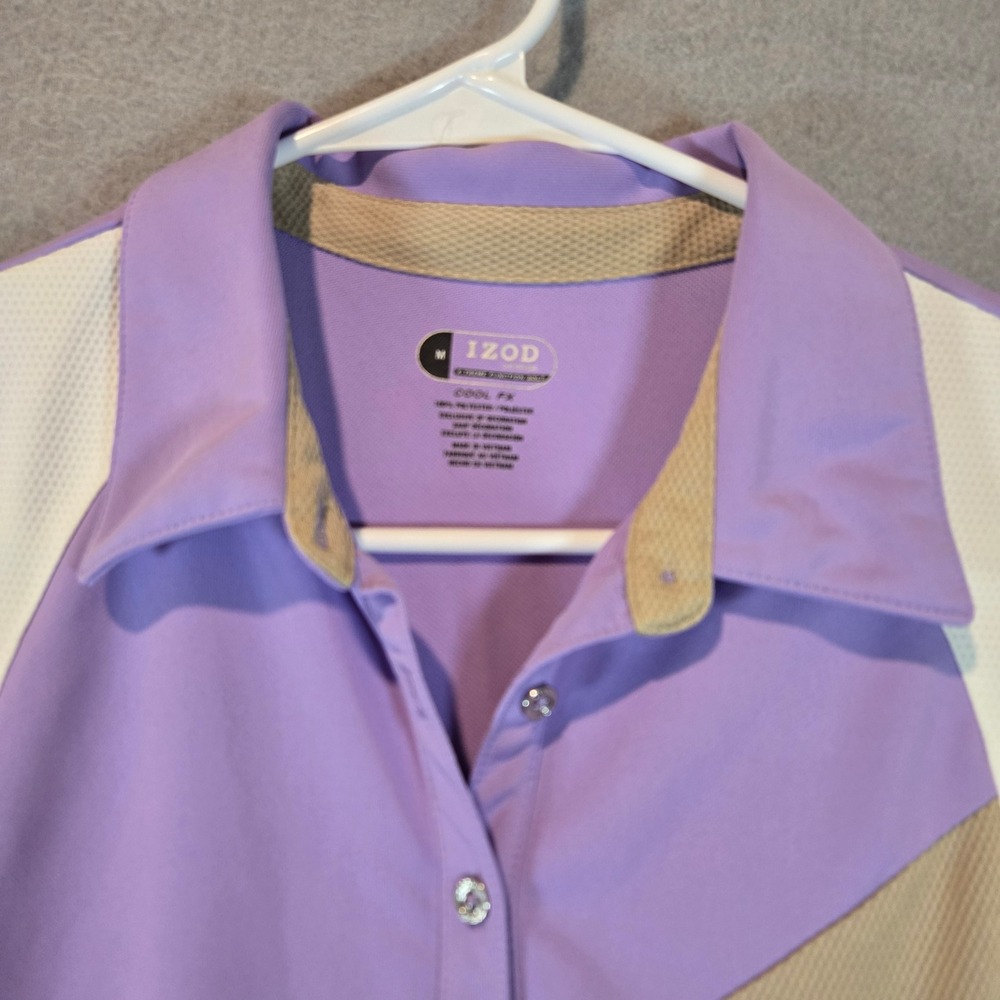IZOD XFG Cool FX Polo Womens Medium Sleeveless Golf Purple Colorblock Mesh Top - Picture 5 of 9